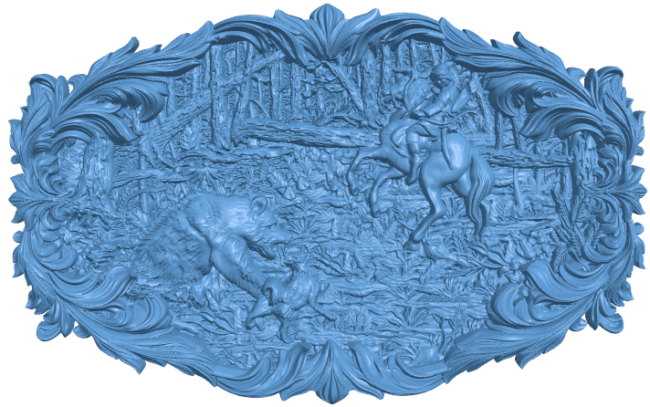 Hunting painting T0005184 download free stl files 3d model for CNC wood carving