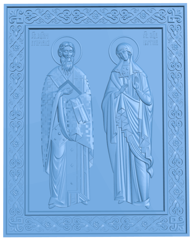 Icon of Cyprian and Ustinya T0005272 download free stl files 3d model for CNC wood carving