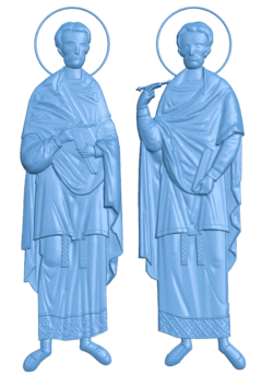 Icon of Saints Cosmas and Damian T0005276 download free stl files 3d model for CNC wood carving