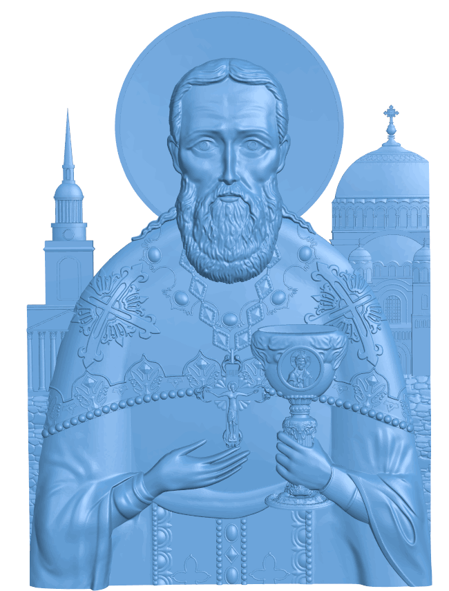 Icon of St.John of Kronstadt T0004964 download free stl files 3d model for CNC wood carving