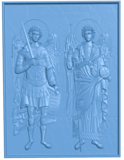 Icon of the Holy Archangels Michael and Gabriel T0004965 download free stl files 3d model for CNC wood carving