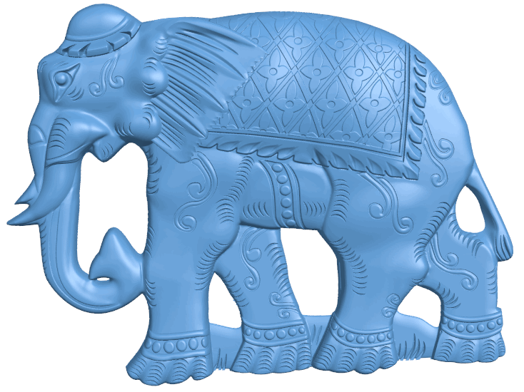Indian elephant T0004998 download free stl files 3d model for CNC wood carving