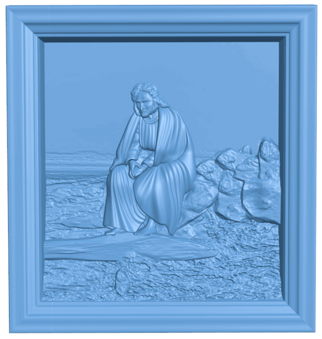 Jesus in the wilderness T0005280 download free stl files 3d model for CNC wood carving