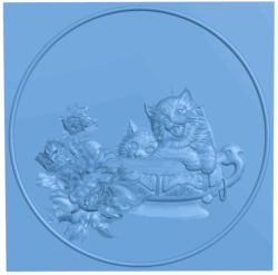 Kittens painting T0005116 download free stl files 3d model for CNC wood carving