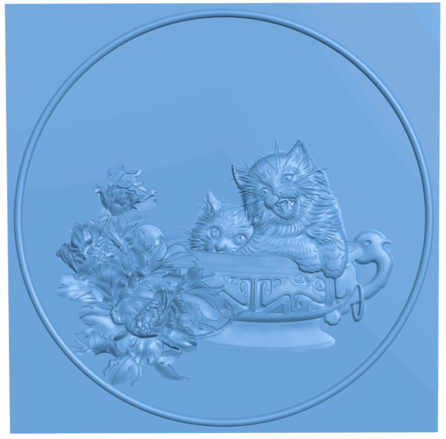 Kittens painting T0005116 download free stl files 3d model for CNC wood carving