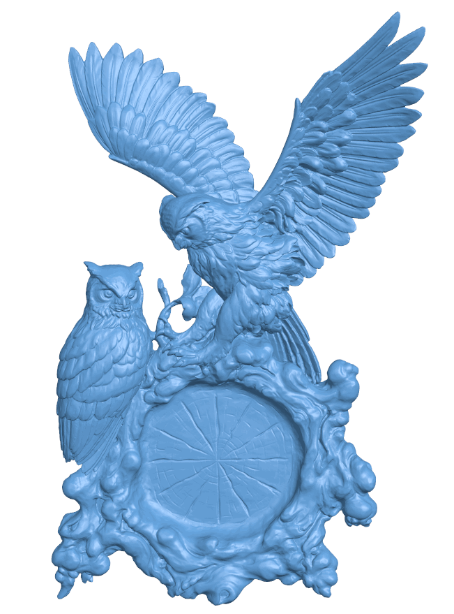 Owls wall clock T0004842 download free stl files 3d model for CNC wood carving