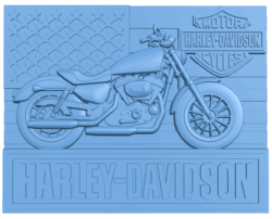 Painting of Harley Davidson motorcycles T0004881 download free stl files 3d model for CNC wood carving
