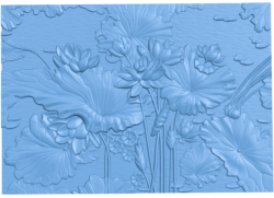 Painting of lotus flowers T0004931 download free stl files 3d model for CNC wood carving