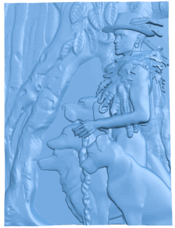 Painting of man and dogs T0004932 download free stl files 3d model for CNC wood carving