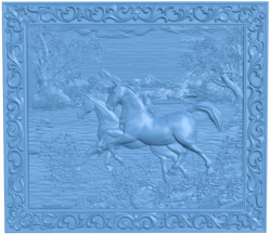 Painting of two horses T0005148 download free stl files 3d model for CNC wood carving