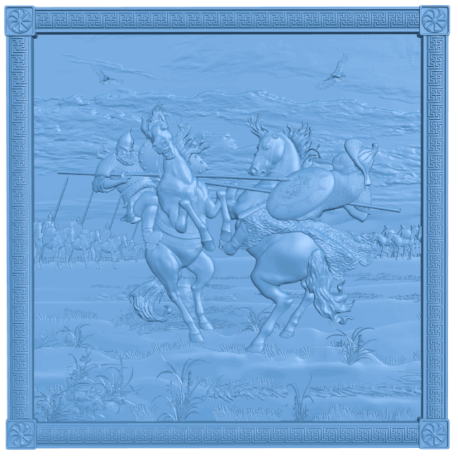 Picture of warriors fighting T0004936 download free stl files 3d model for CNC wood carving