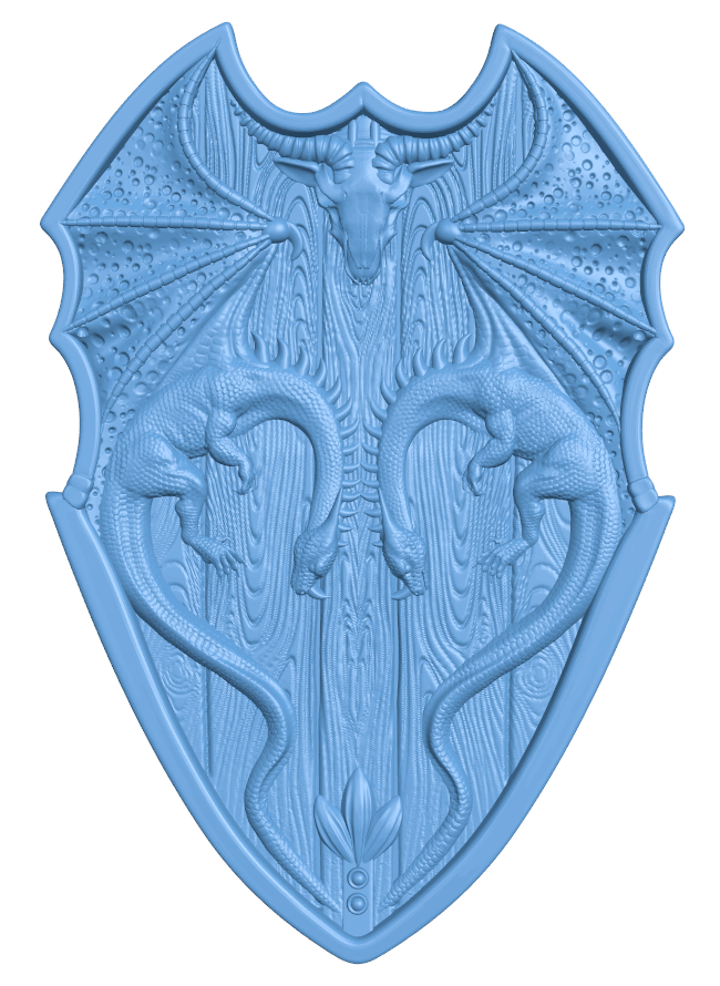 Shield with dragons T0004853 download free stl files 3d model for CNC wood carving