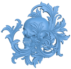 Skull pattern T0005139 download free stl files 3d model for CNC wood carving