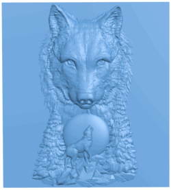 Wolf painting T0005019 download free stl files 3d model for CNC wood carving