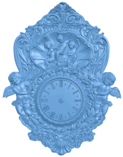 Angels wall clock T0005422 download free stl files 3d model for CNC wood carving