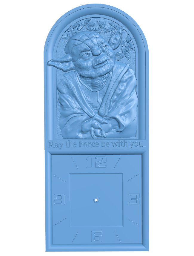 Baby Yoda Wall Clock T0005622 download free stl files 3d model for CNC wood carving