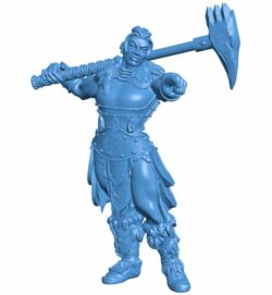 Barbarian female w raven hammer B009695 file obj free download 3D Model for CNC and 3d printer