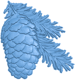 Branch with pine cone T0005385 download free stl files 3d model for CNC wood carving