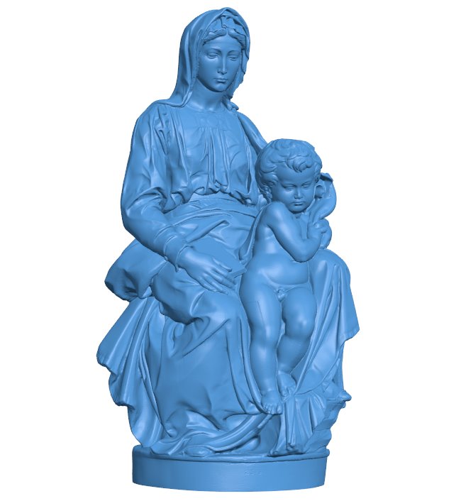 Bruges madonna – Famous statue B009734 file Obj or Stl free download 3D Model for CNC and 3d printer