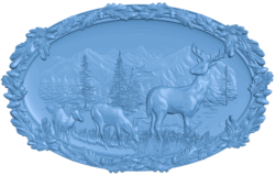 Deer painting T0005461 download free stl files 3d model for CNC wood carving