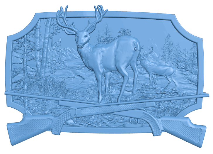 Deer painting T0005463 download free stl files 3d model for CNC wood carving