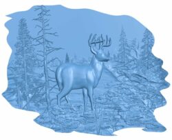 Deer painting T0005905 download free stl files 3d model for CNC wood carving