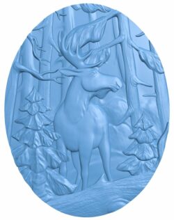 Deer painting T0005906 download free stl files 3d model for CNC wood carving