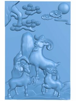 Goats painting T0005548 download free stl files 3d model for CNC wood carving