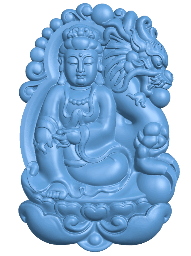 Guanyin with dragon background T0005470 download free stl files 3d model for CNC wood carving
