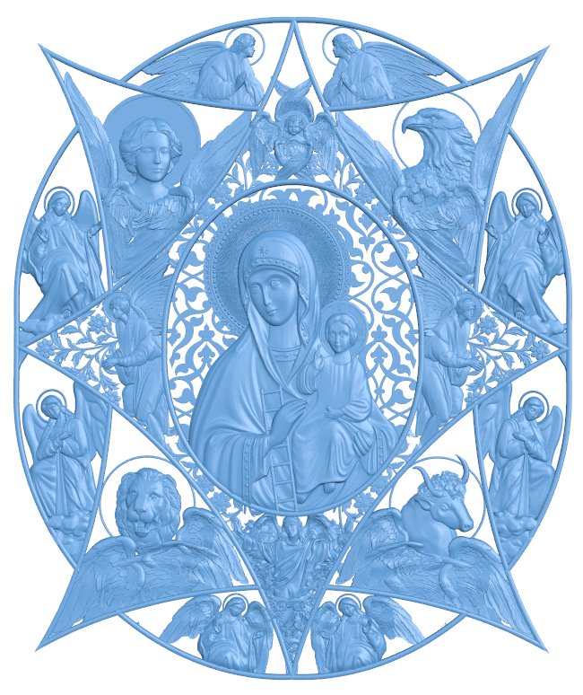 Icon of the Theotokos - The Burning Bush T0005803 download free stl files 3d model for CNC wood carving