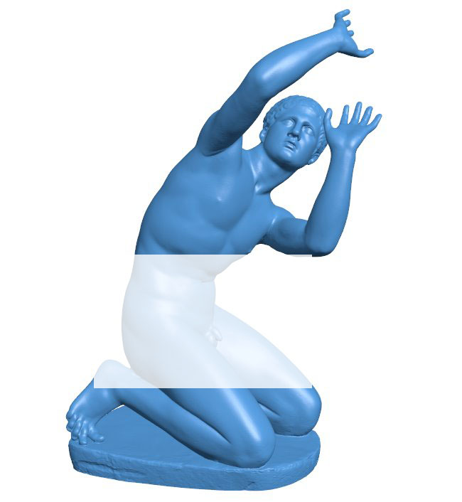 Kneeling youth – Famous statue B009733 file Obj or Stl free download 3D Model for CNC and 3d printer