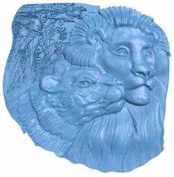 Painting of a lion and a lioness T0005672 download free stl files 3d model for CNC wood carving