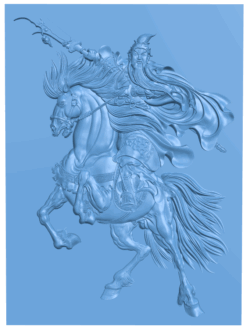Picture of GuanGong on horseback T0005527 download free stl files 3d model for CNC wood carving