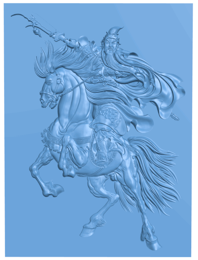 Picture of GuanGong on horseback T0005527 download free stl files 3d model for CNC wood carving