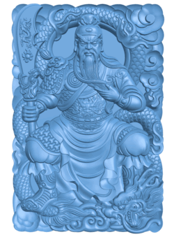 Picture of GuanGong sitting T0005528 download free stl files 3d model for CNC wood carving