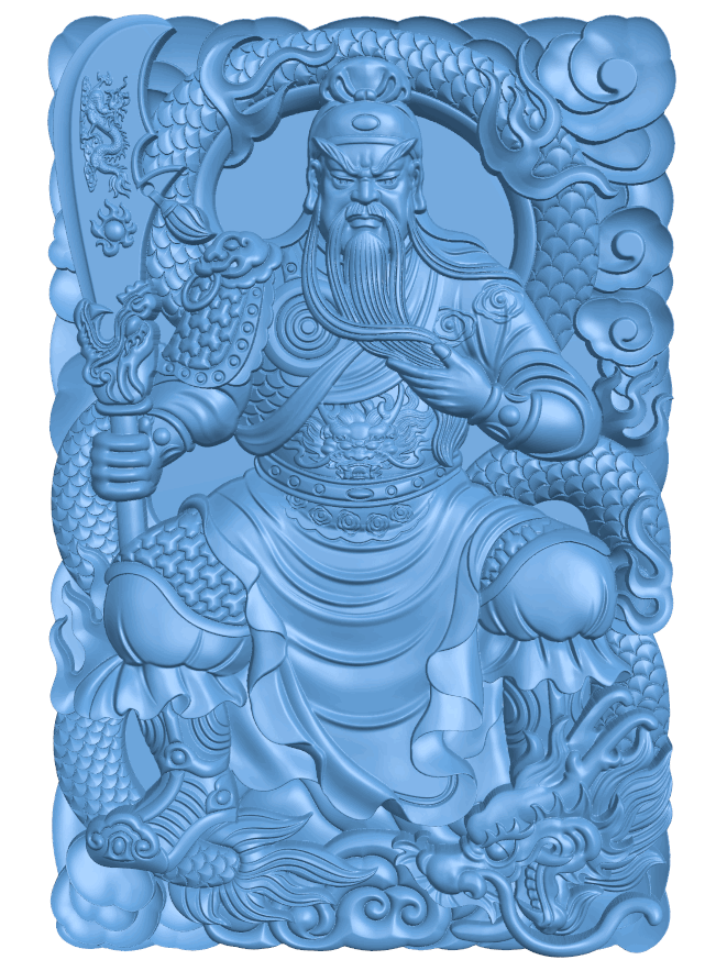 Picture of GuanGong sitting T0005528 download free stl files 3d model for CNC wood carving