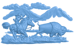 Picture of buffalo hunter T0005525 download free stl files 3d model for CNC wood carving