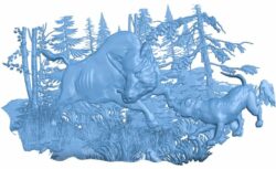 Picture of hunting dogs and wild boar T0005678 download free stl files 3d model for CNC wood carving