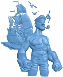 Popeye captain ship T0005883 download free stl files 3d model for CNC wood carving