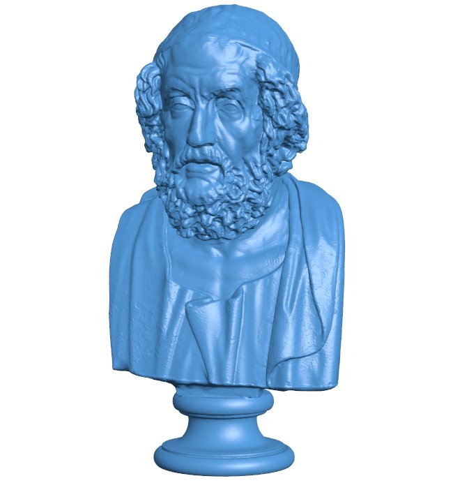 Portrait of Homer, Blind type - Famous statue B009758 file Obj or Stl free download 3D Model for CNC and 3d printer