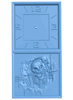 Skeleton wall clock T0005399 download free stl files 3d model for CNC wood carving