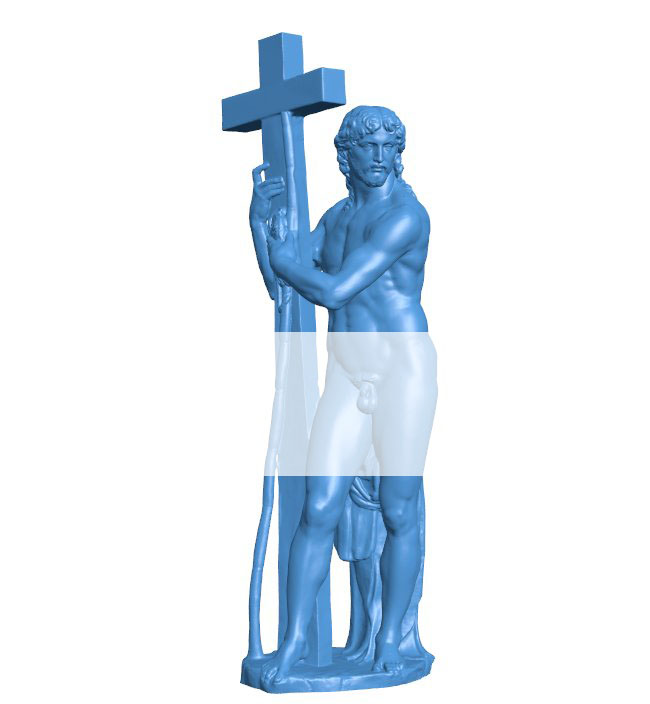 Statue of Jesus standing next to the cross B009709 file Obj or Stl free download 3D Model for CNC and 3d printer
