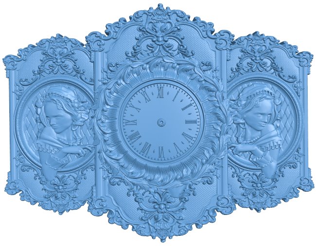 Two ladies wall clock T0005655 download free stl files 3d model for CNC wood carving