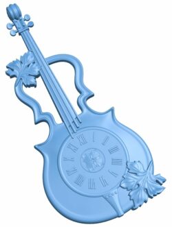 Violin-shaped wall clock T0005899 download free stl files 3d model for CNC wood carving