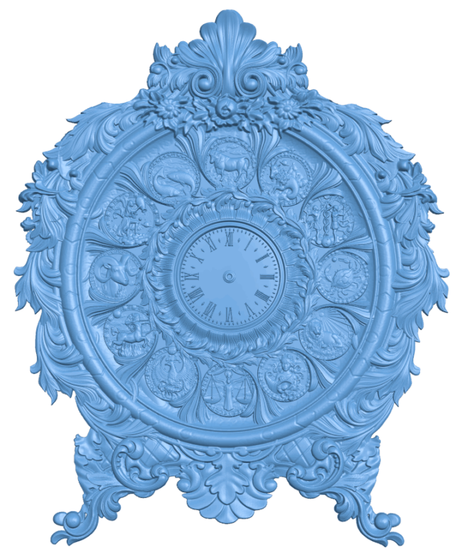 Zodiac wall clock T0005460 download free stl files 3d model for CNC wood carving