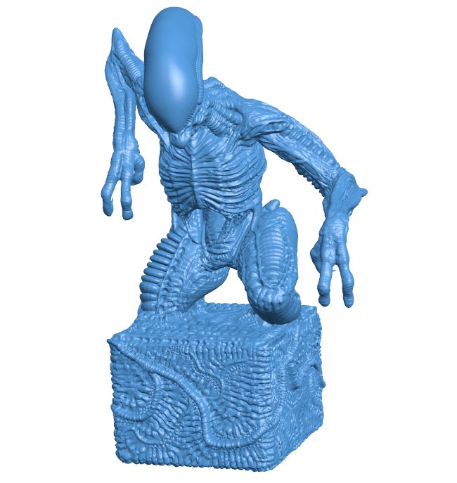 Alien statuette B009900 file Obj or Stl free download 3D Model for CNC and 3d printer