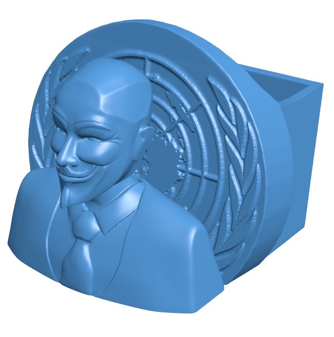 Anonymous Animated Desk Tidy B009831 file Obj or Stl free download 3D Model for CNC and 3d printer