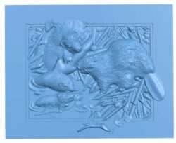 Beavers painting T0006302 download free stl files 3d model for CNC wood carving
