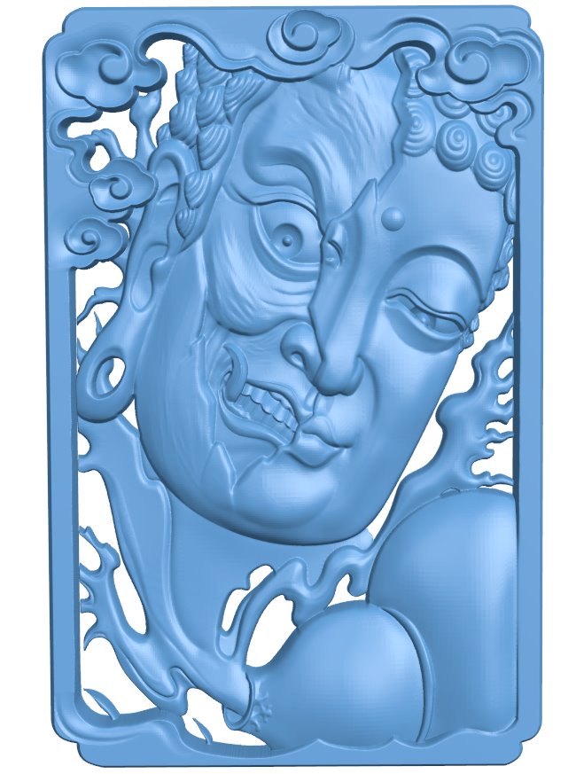 Buddha and demon face T0006183 download free stl files 3d model for CNC wood carving