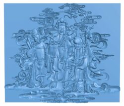 Chinese painting of three lucky gods T0006345 download free stl files 3d model for CNC wood carving